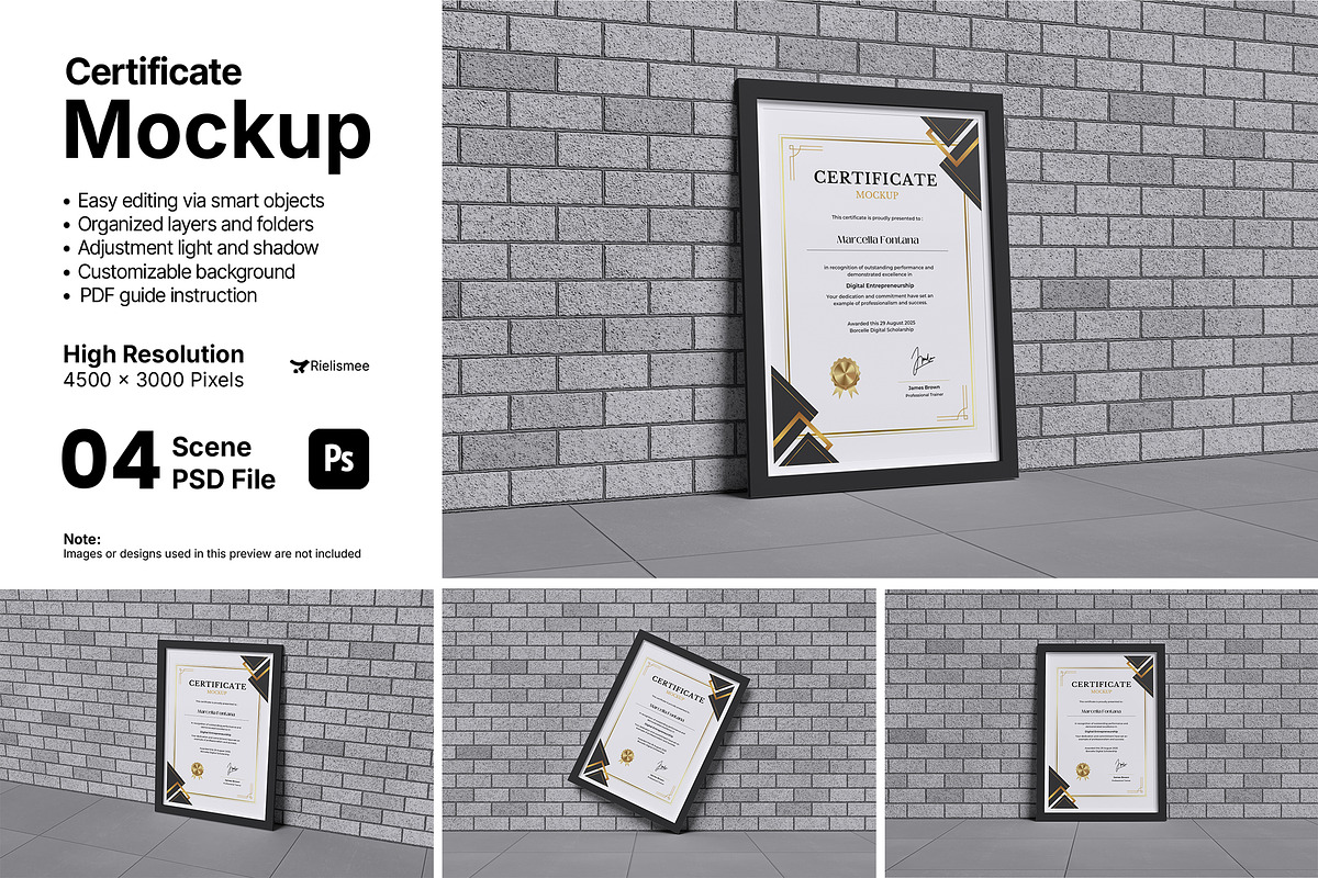 Certificate Mockup Bundle Set, a Merchandise Mockup by Rielismee (Photo 1 of 5)