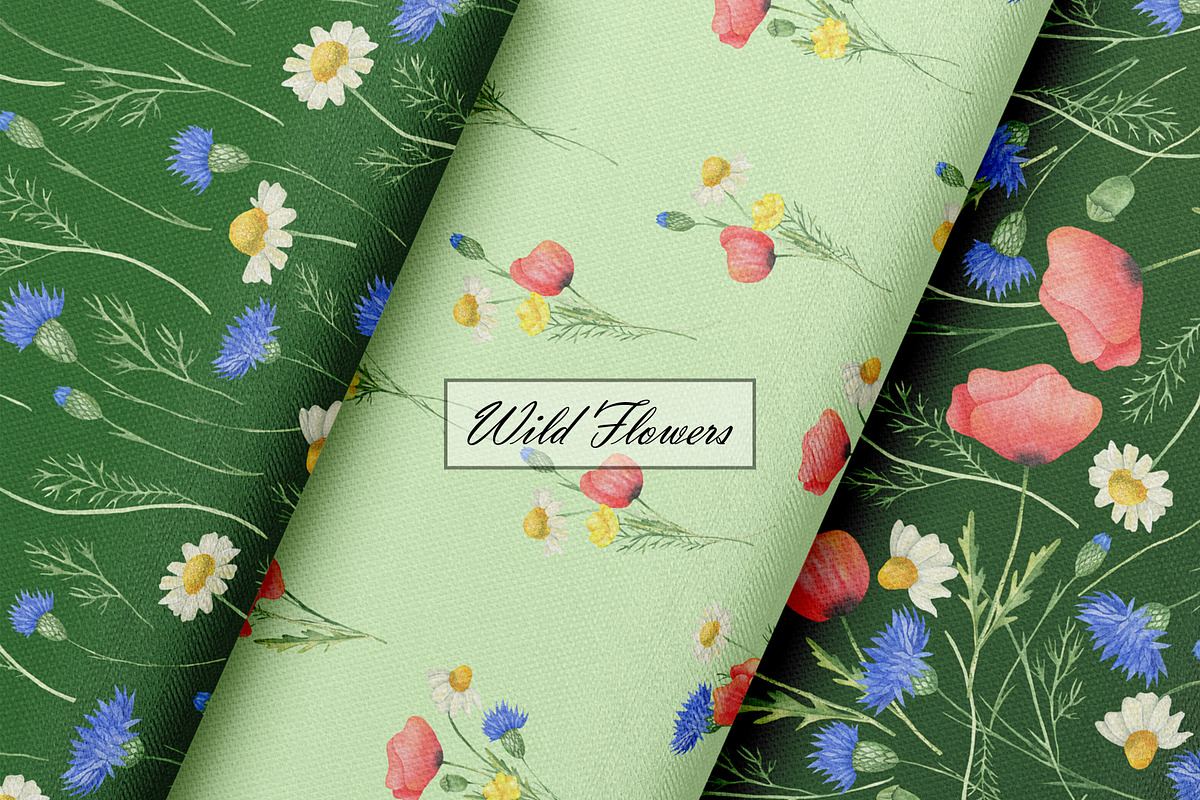 Wildflower Seamless Patterns, an Illustration by OlDm_Shop (Photo 6 of 10)