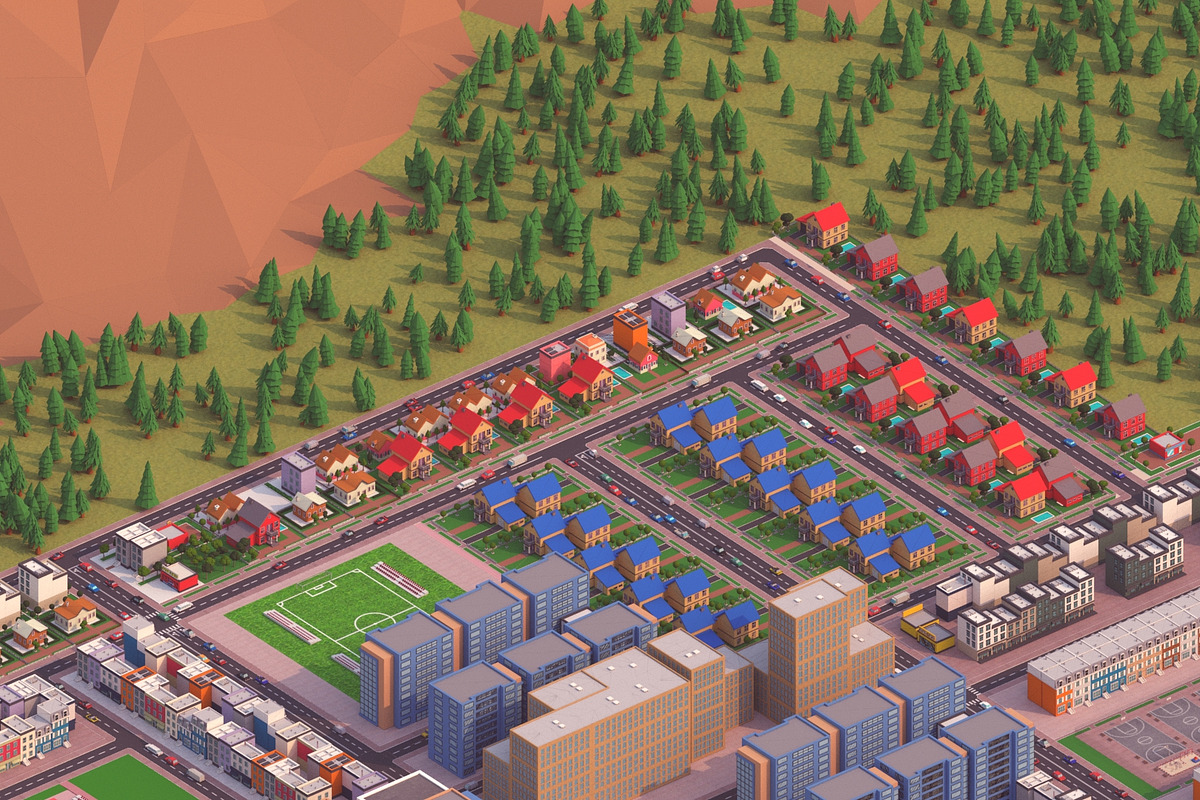 Metropolis City low poly Scene, an Architecture 3D Model by NOMODOL (Photo 15 of 39)