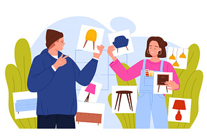 Couple Choosing Modern Home, an Object Illustration by Flashvector