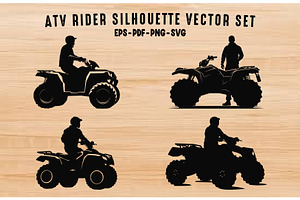 Pilot Riding Atv Silhouettes SVG Set, a Transportation Illustration by Gfx Expert Team