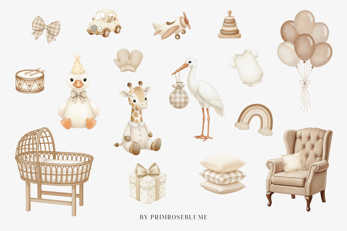 Little Dreams Watercolor Clipart, an Animal Illustration by Primrose Blume (Photo 3 of 5)