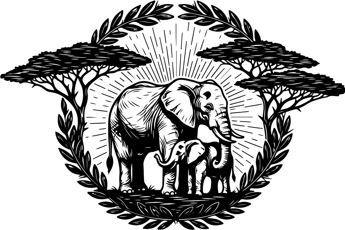 Wild Elephant Silhouette Set, an Illustration by jahid234 (Photo 16 of 21)