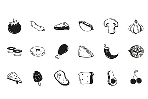 Food Doodle Icons Set, a Templates & Theme by studiogstock