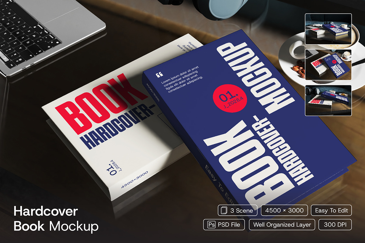 Hardcover Book Mockup, a Books & Magazine Mockup by herutage (Photo 1 of 4)