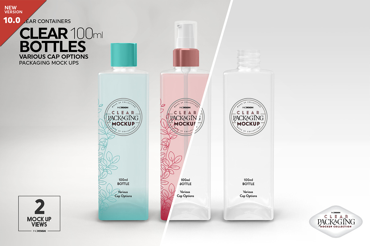 Clear 100ml PET Bottles Mockup, a Packaging Mockup by INCDesign (Photo 1 of 10)