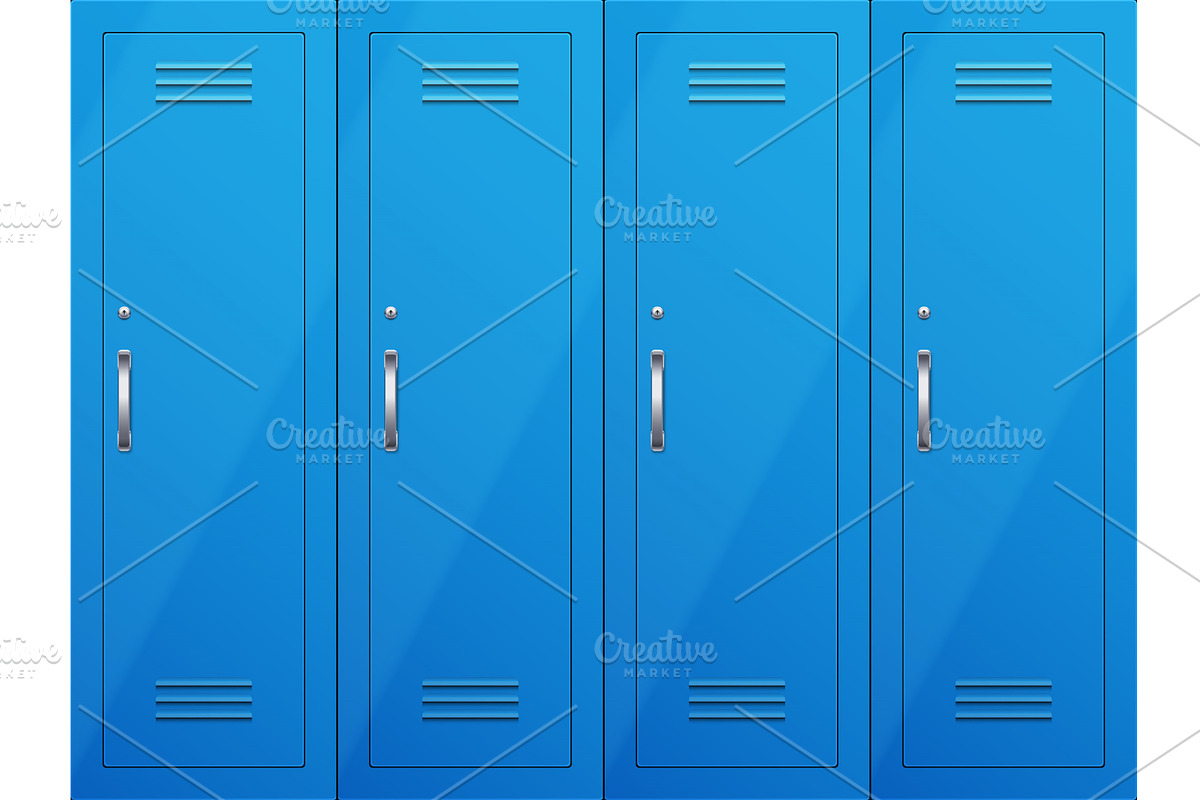 Gym lockers. Blue cabinets in gym, an Object Graphic by Vitamin