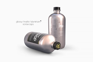 Plastic Metal Round Bottles Mockup