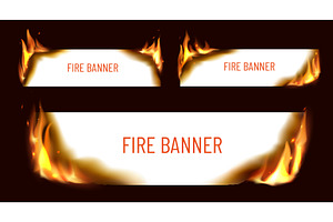Burning paper banners with fire, a Texture Illustration by Vector Tradition