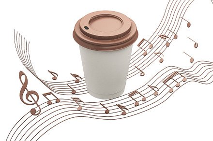 coffee cup mockup with musical notes