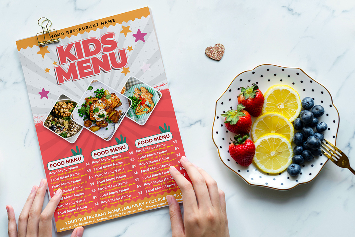 Kids Menu flyer, a Flyer Template by imadeDesign (Photo 2 of 3)