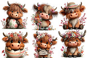 whimsical easter highland cow clipar, an Illustration by Designworld (Thumbnail 3 of 3)