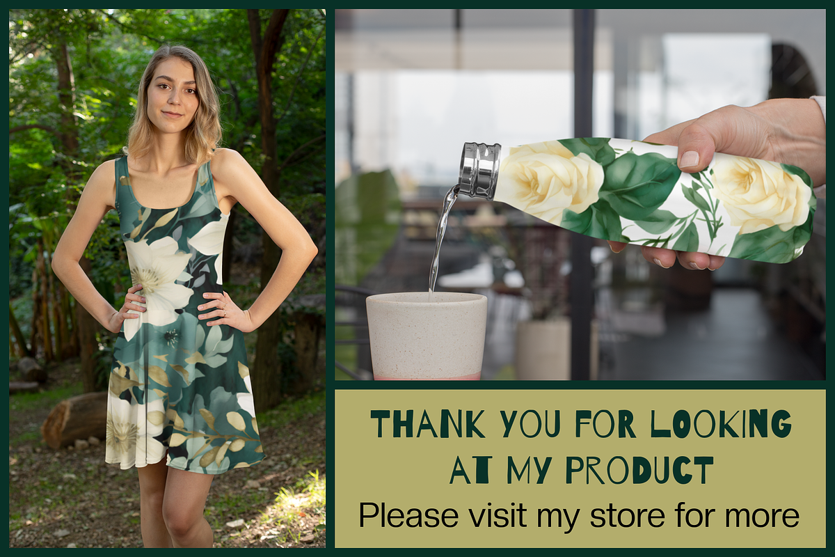 Gold & Emerald Green Seamless Floral, a Pattern Graphic by NadiaTheronArt (Photo 5 of 5)