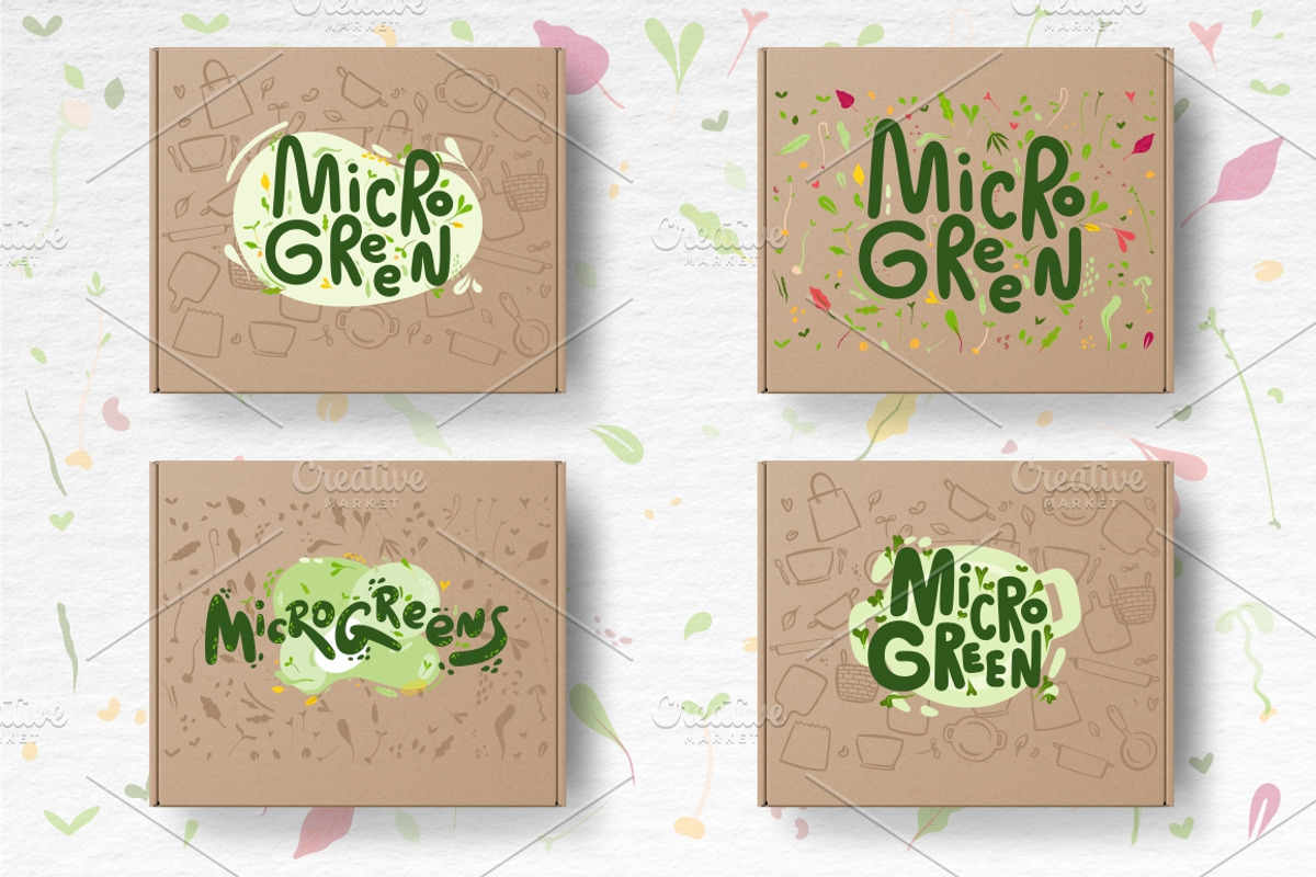 Microgreens Logo Vector Set, an Object Illustration by ElenaKovalyova (Photo 12 of 16)