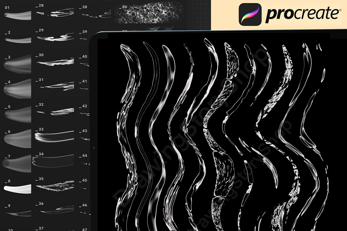 120 Procreate liquid white brushes, a Brush Add-On by DrawingStoryShop (Photo 2 of 7)