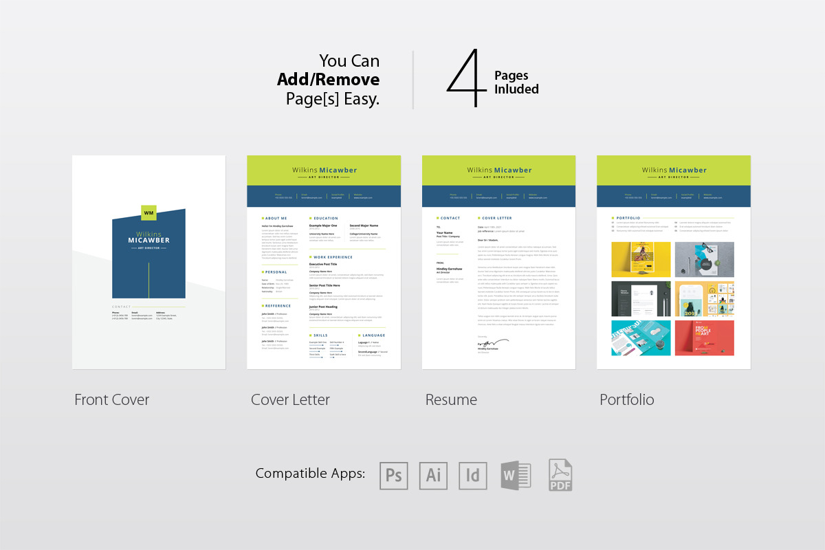Green Navy Blue Resume / CV preview 7