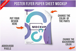 Poster Flyer Paper Sheet Mockup PSD, an Advertising Mockup by Bruno's Shop