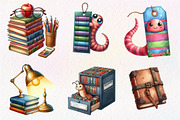 Bookworm Watercolor Clipart, an Illustration by Dream Creation (Thumbnail 5 of 7)
