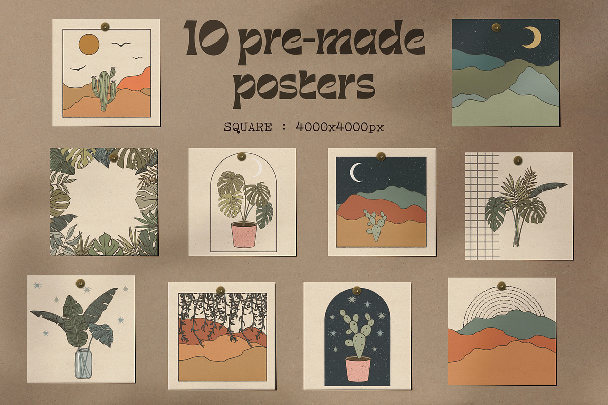 Retro botanical and landscape, a Decorative Illustration by marie dricot (Photo 9 of 13)