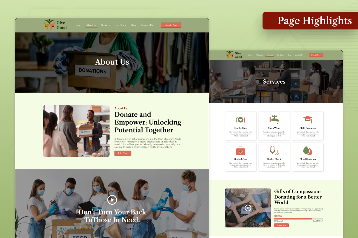 Give Good - Non Profit Figma UI Kit, an UI Kit Template by Uptechies (Photo 2 of 4)