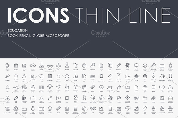 Education Thinline Icons