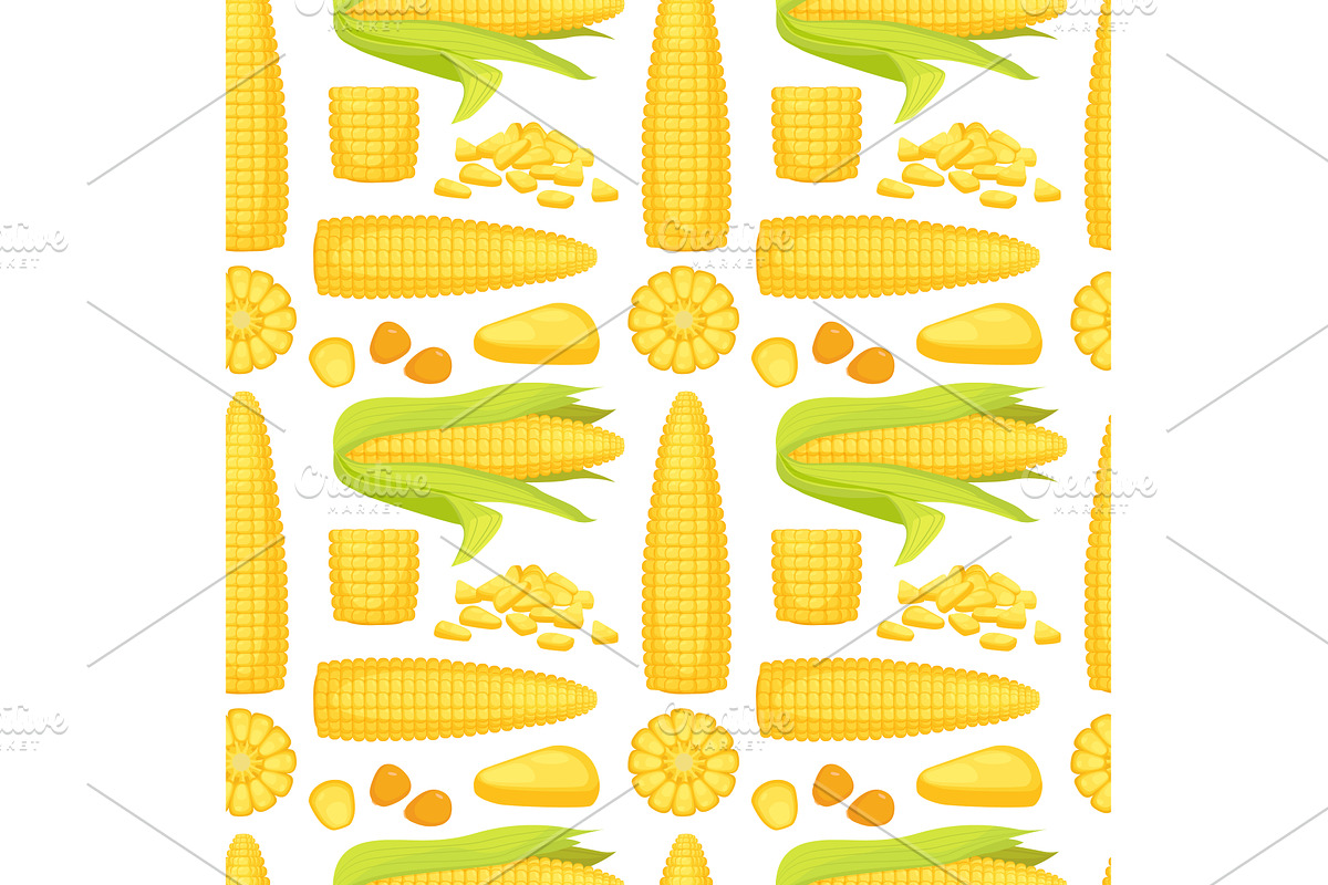 corn seamless pattern. golden, a Food Illustration by Multigon