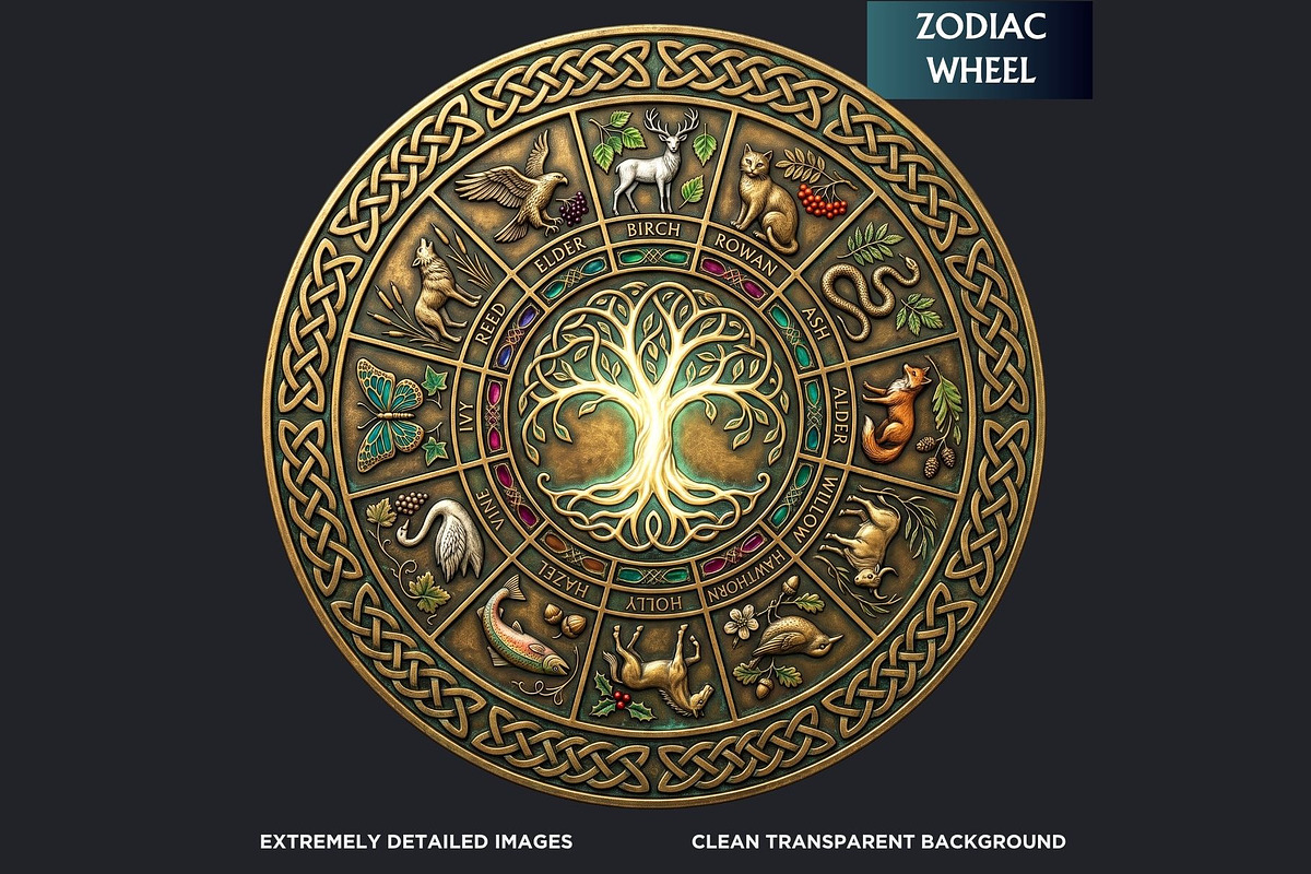 Celtic Animal Zodiac PNG Medallions, a Decorative Illustration by ThatsDesignArt (Photo 3 of 11)