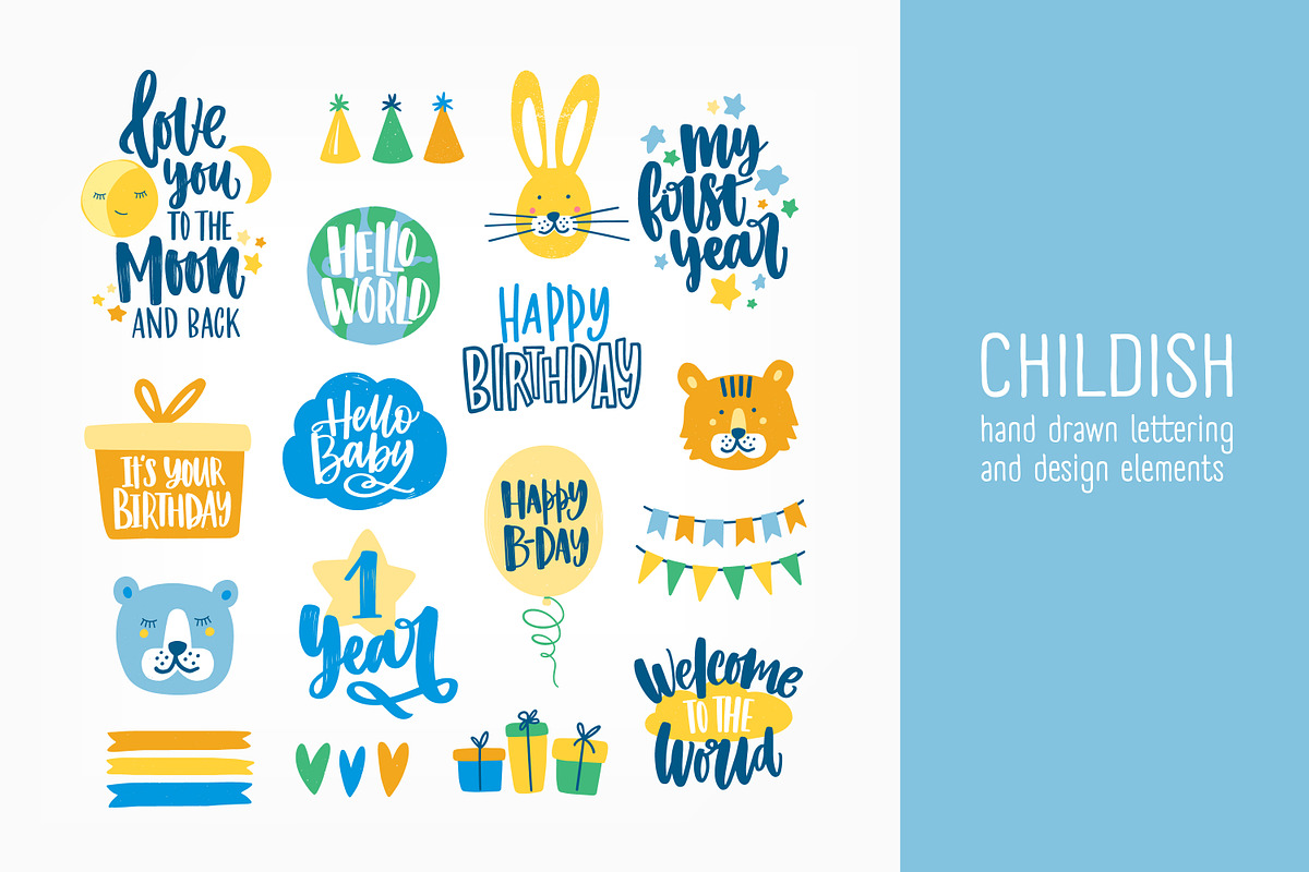 Childish lettering set, an Animal Illustration by Good Studio (Photo 1 of 8)