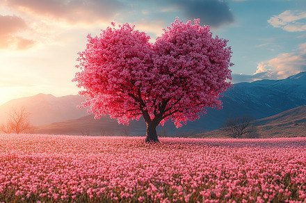 Pink tree in shape of heart, a Nature Photo by AlyaAnd