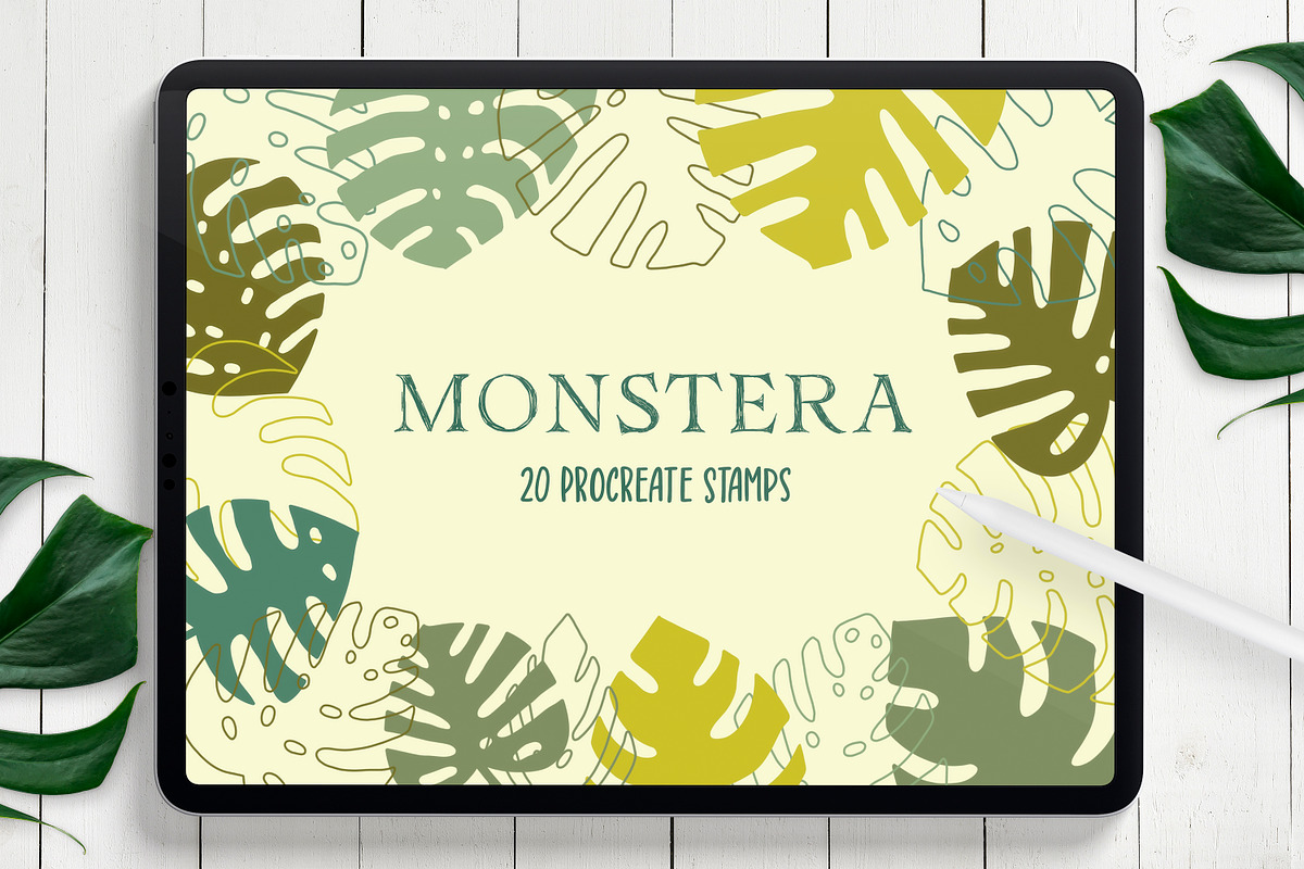 Monstera Procreate Stamps, a Brush Add-On by Little Nordic Atelier (Photo 1 of 3)