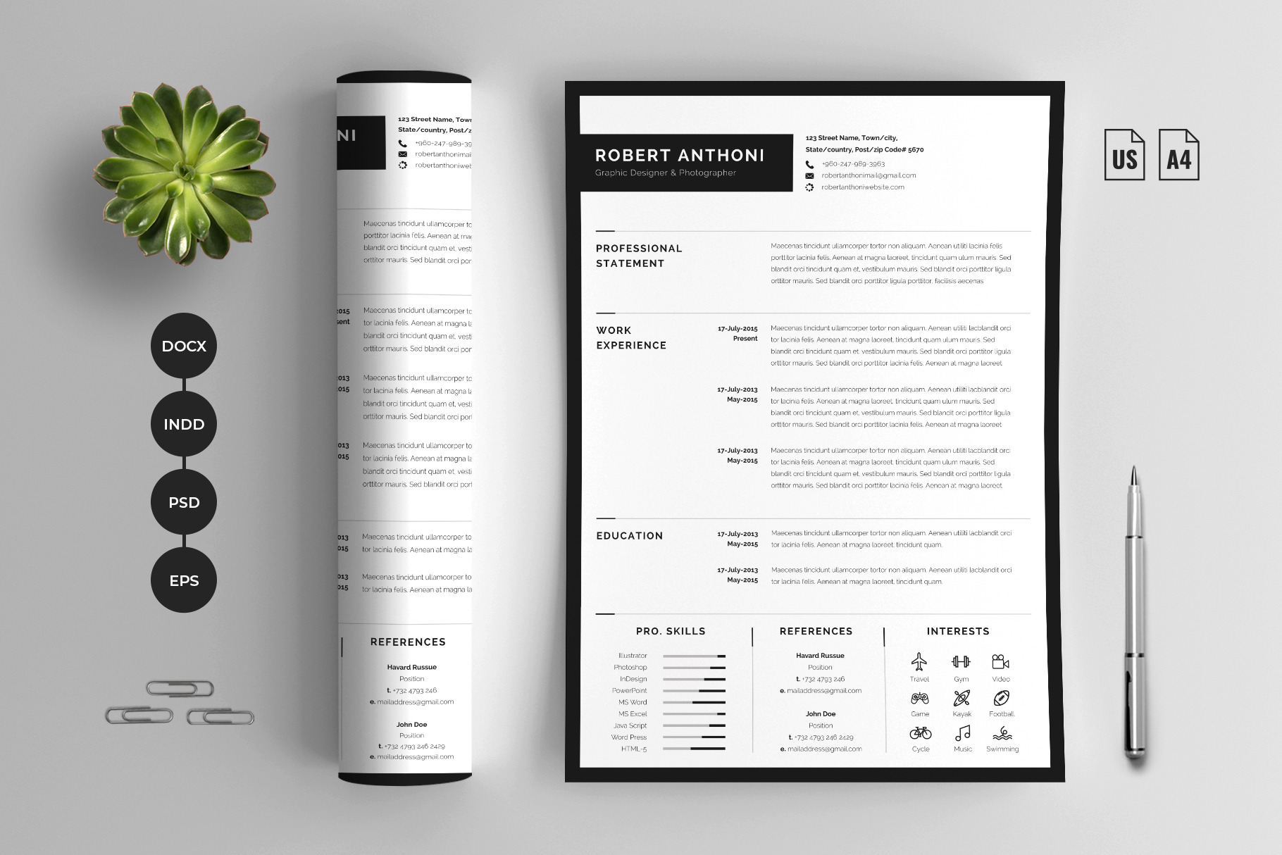 Minimalist Resume|Cover Letter | Resume Templates ~ Creative Market