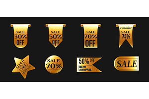 Elegant gold discount badge set, an Object Illustration by art PVP - market
