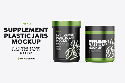Supplement Jars Mockup, a Cups & Container Mockup by UnicDesign