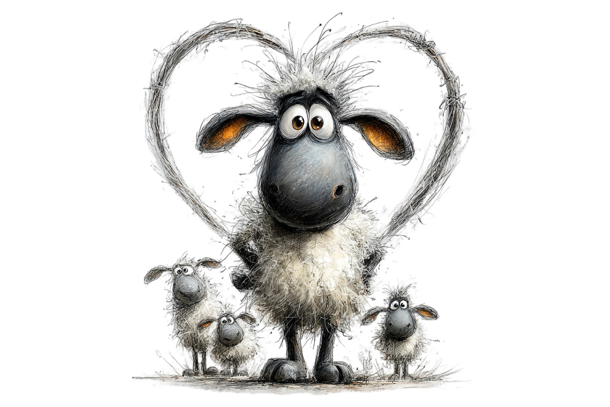 Funny Valentine Sheep Clipart, an Illustration by Designking (Photo 3 of 5)