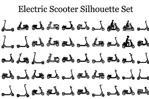 Electric Scooter Silhouette Set, a Graphic by musafir_fashion