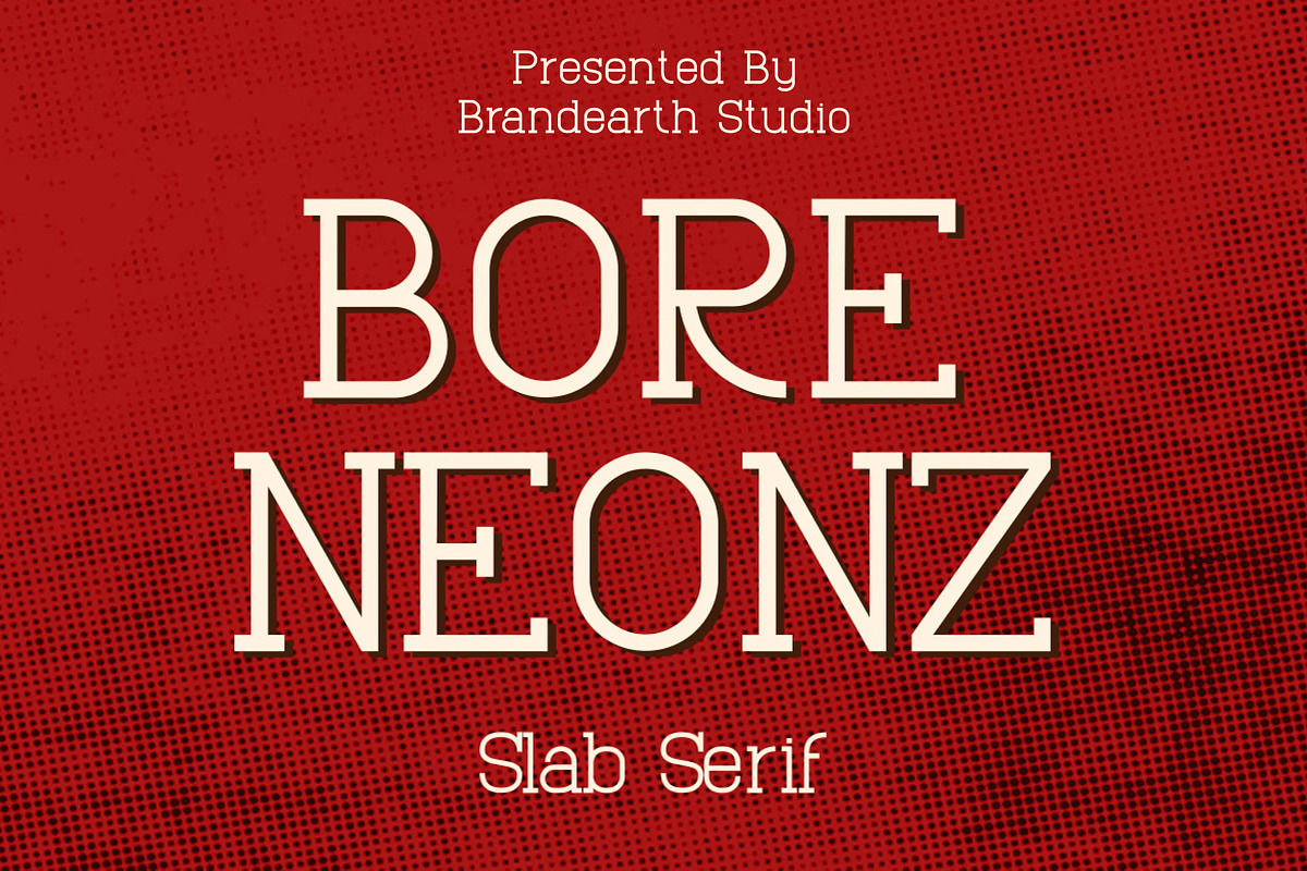 Bore Neonz – Retro Slab Serif, a Slab Serif Font by Brand Earth (Photo 1 of 12)