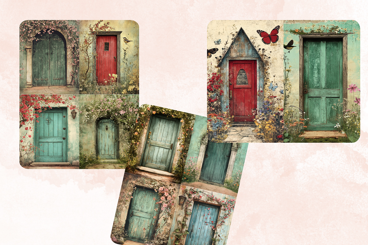 Spring Door Collage Paper Background, a Background Graphic by GiraffeCreative (Photo 6 of 9)