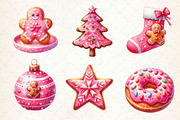 Christmas Pink Gingerbread Clipart, a Work Illustration by Dream Creation (Thumbnail 5 of 5)