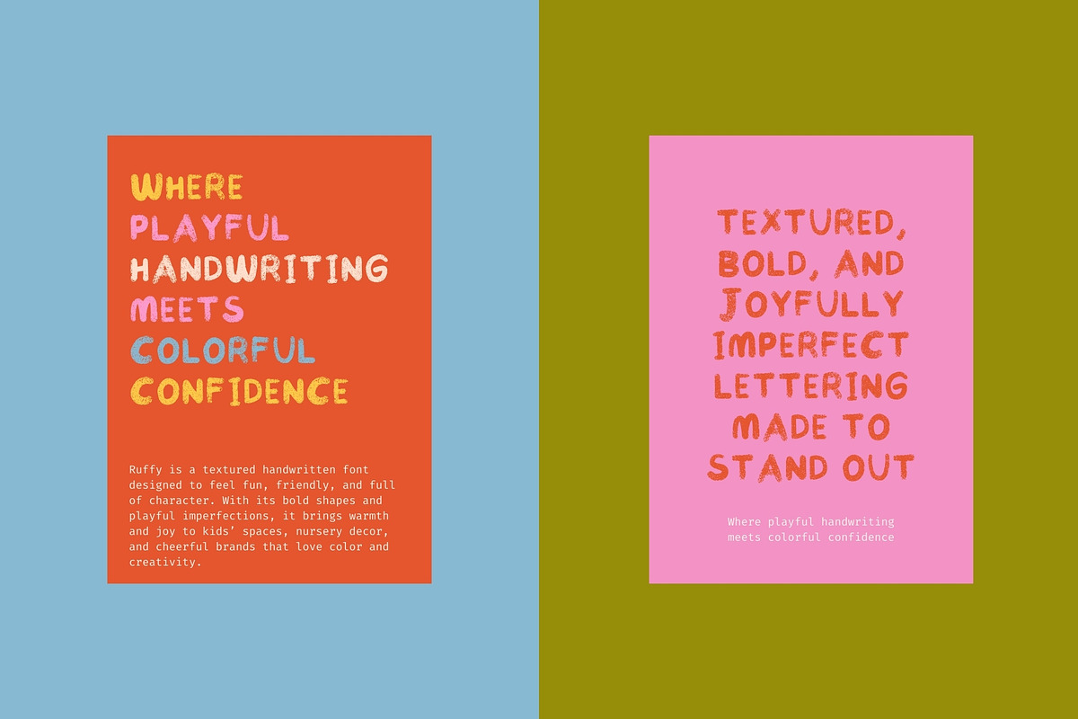 Ruffy - Textured Bold Playful Font, a Sans Serif Font by Kartika Prints (Photo 6 of 13)