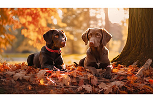 autumn dogs fall ai generated, a Nature Photo by pikepicture