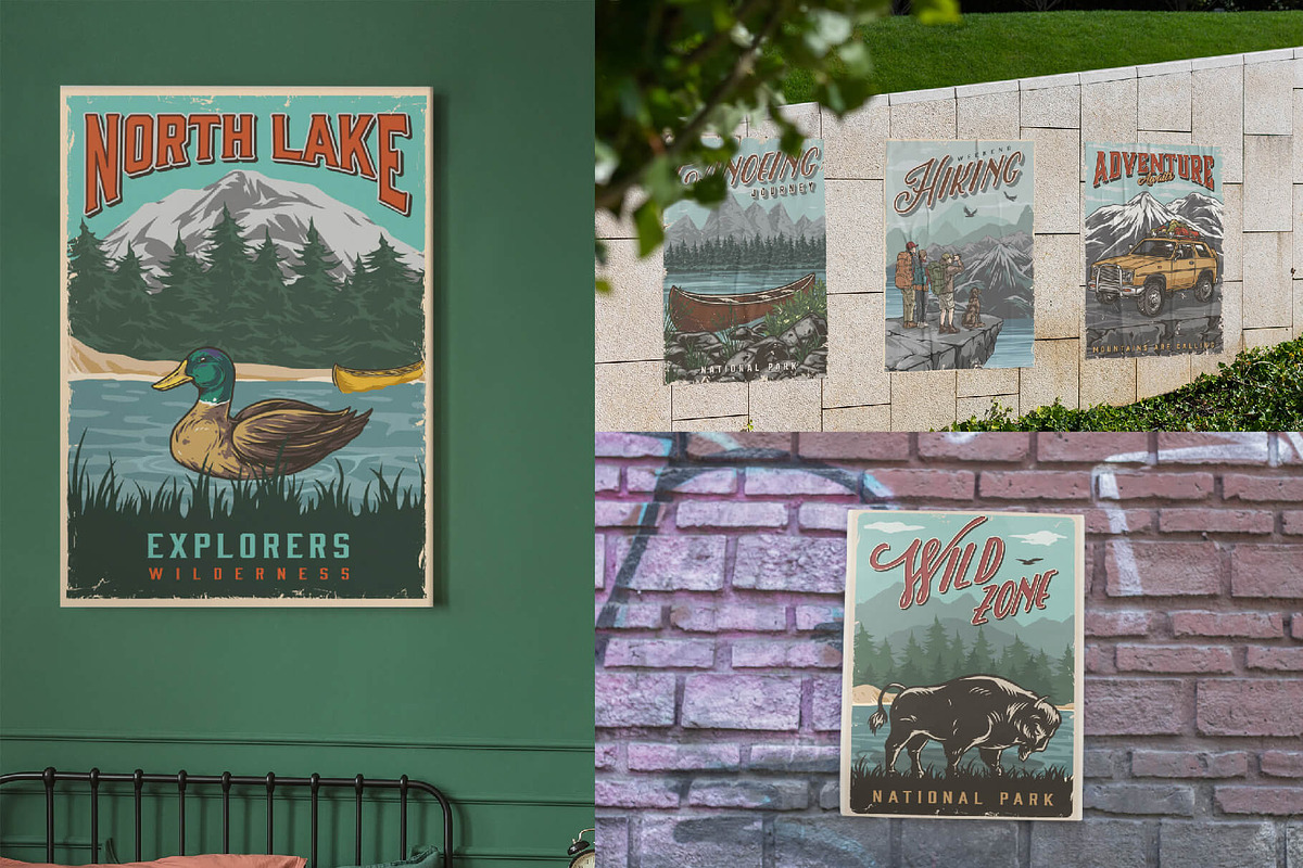 45 Retro Camping posters, a Brochure Template by DGIM studio (Photo 6 of 6)