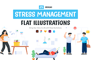 Stress Management Flat Illustrations, a Work Illustration by Brickclay (Thumbnail 1 of 5)