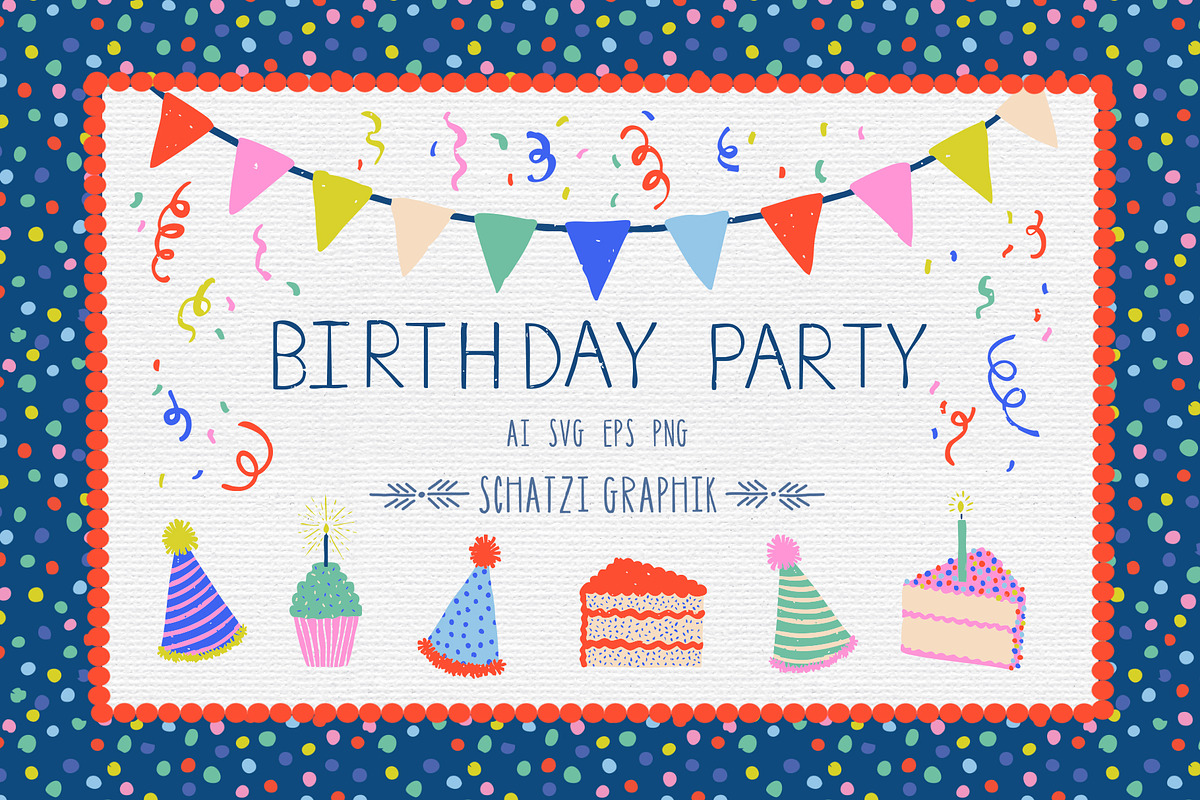 Birthday Party Illustration Set, an Object Illustration by Schatzi Graphik (Photo 1 of 7)