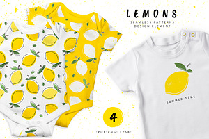 Fruit Patterns. Sour Yellow Lemons.