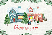 Christmas story. Watercolor set, an Object Graphic by JuliaBadeeva (Thumbnail 1 of 7)