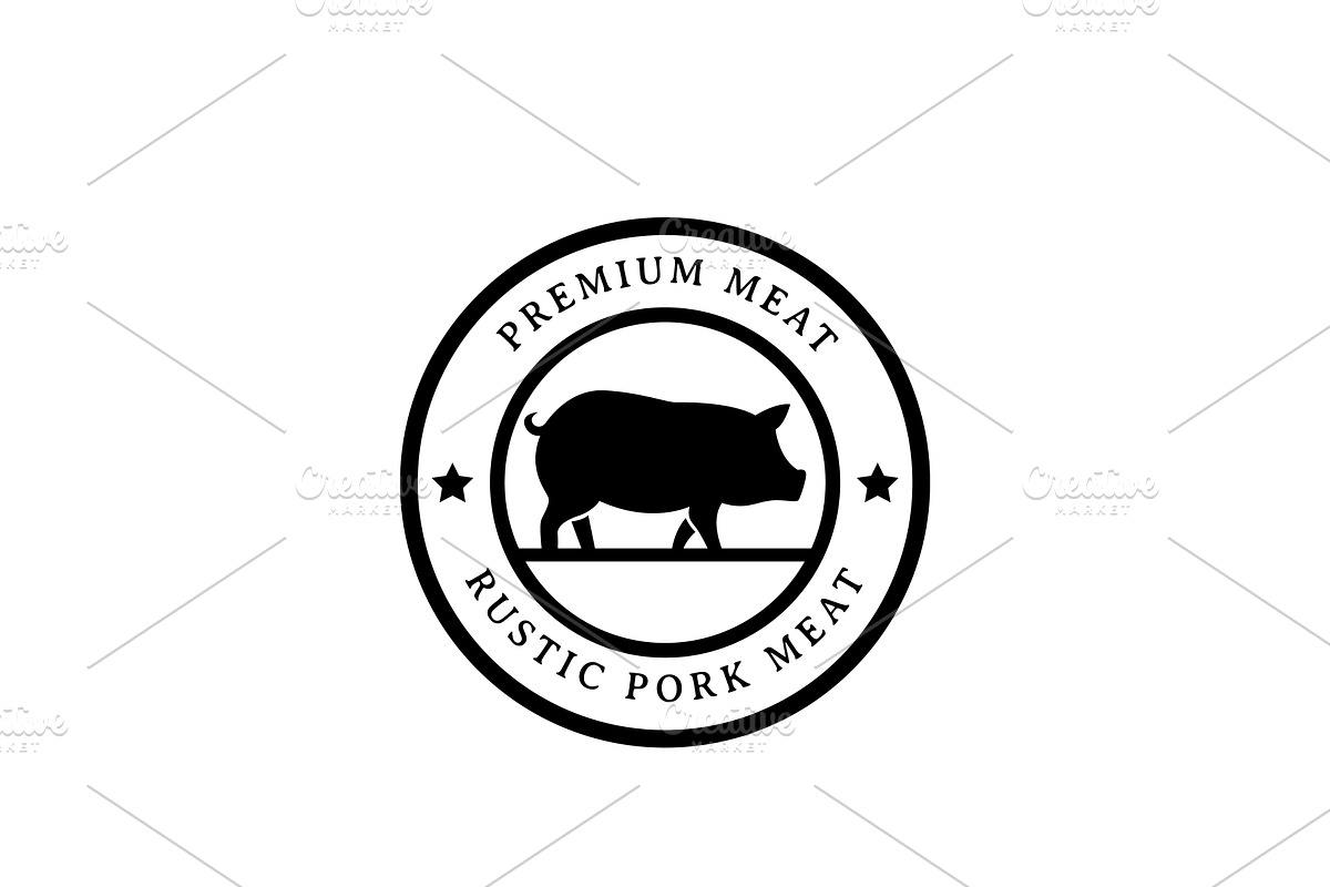 Pork Meat Logo Stamp and Badge, a Branding & Logo Template by AlvinStd