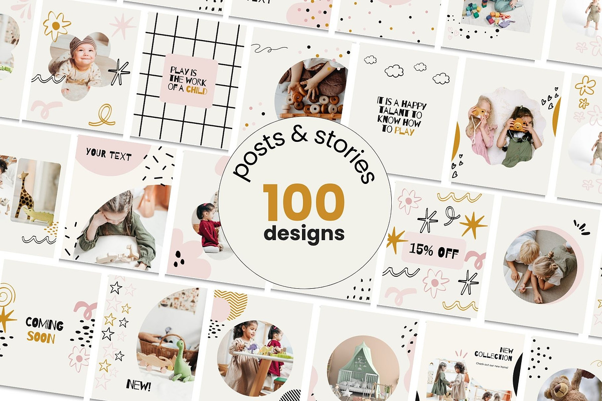 Kids Instagram Post & Stories Canva, a Social Media Template by Yaaas Design (Photo 1 of 16)