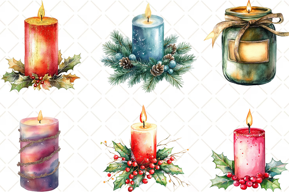 Christmas Glitter Candle Clipart, an Illustration by Black Bird Studio (Photo 6 of 6)
