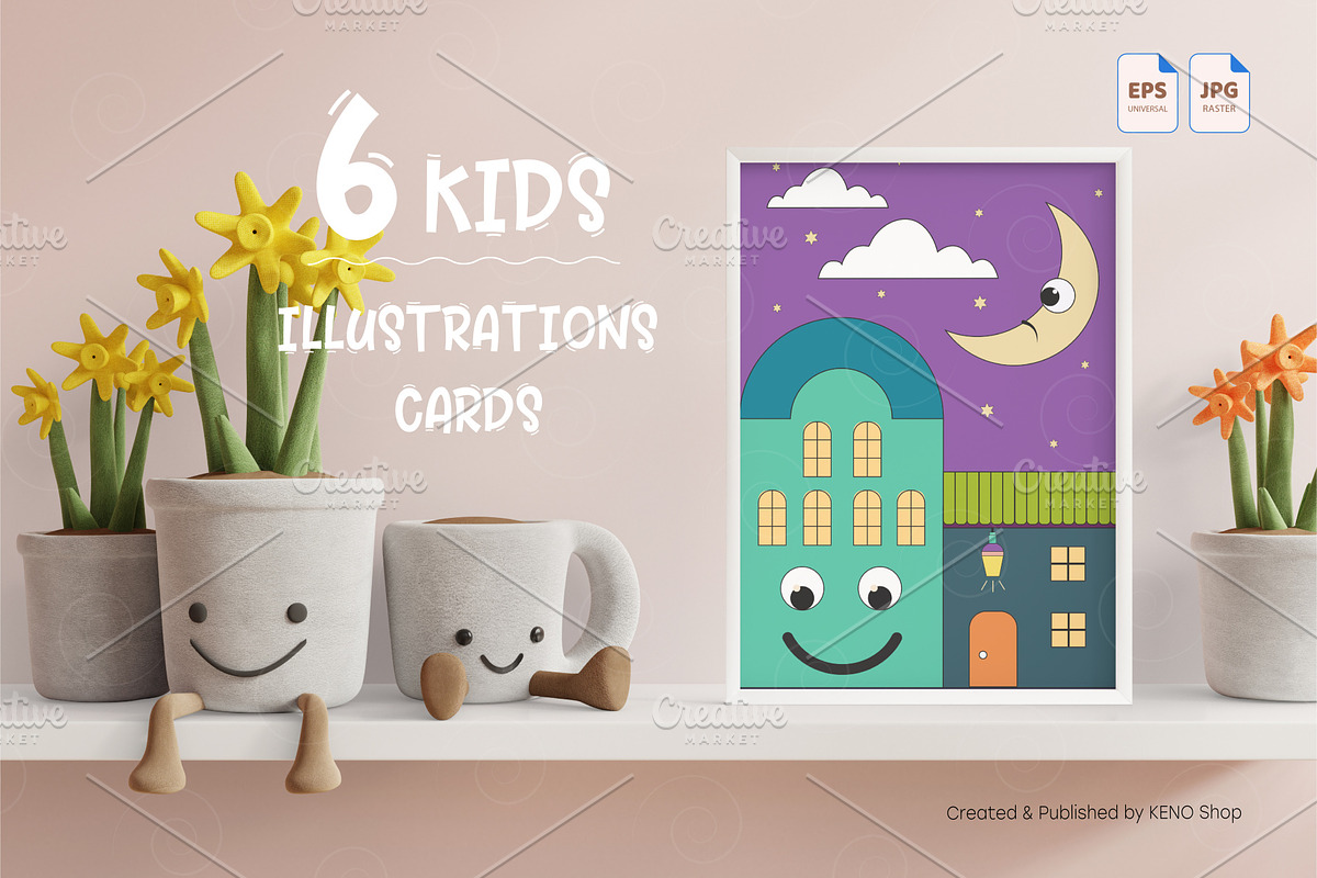 Cute Kids illustration posters. Art., a Decorative Illustration by KENO Mascots (Photo 4 of 5)
