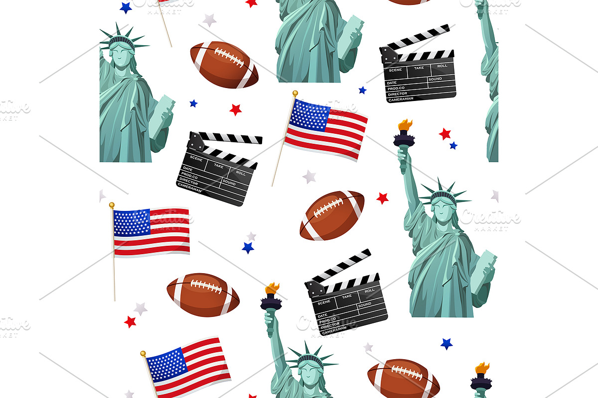 American seamless pattern, a Pattern Graphic by Elen_Art